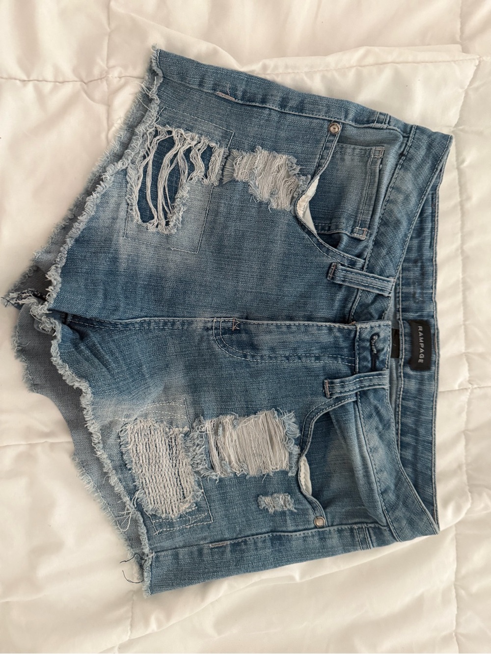 Rampage Light Blue Distressed Denim Cutoff Shorts
